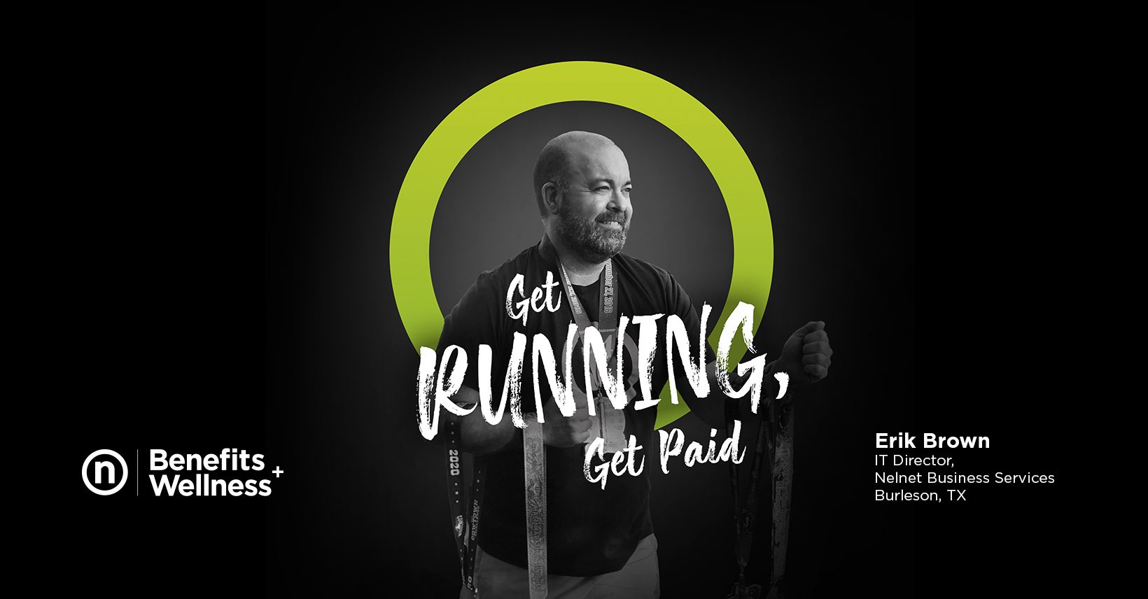 On the run with Erik Brown - photo of Erik posing with running medals