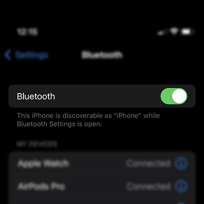 iOS bluetooth settings