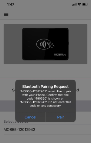 iOS bluetooth pairing request message