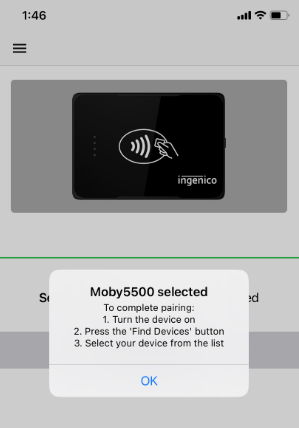 iOS device selected screen