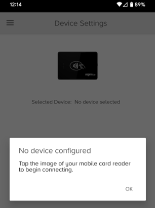 Device setup screen